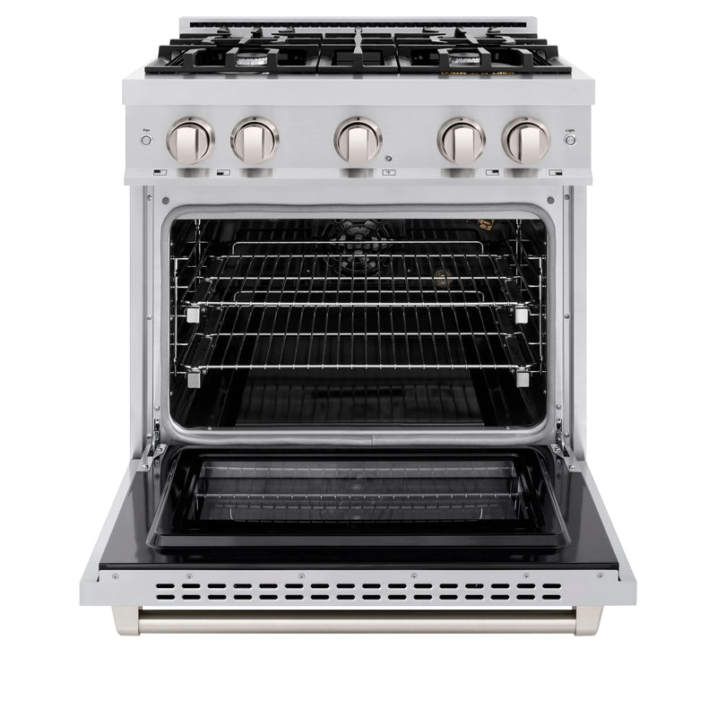 ZLINE 30-Inch Select Series Gas Range with 4 Burner Cooktop and 4.2 Cu. Ft. Gas Convection Gas Oven in DuraSnow Stainless Steel (HGRS-30)