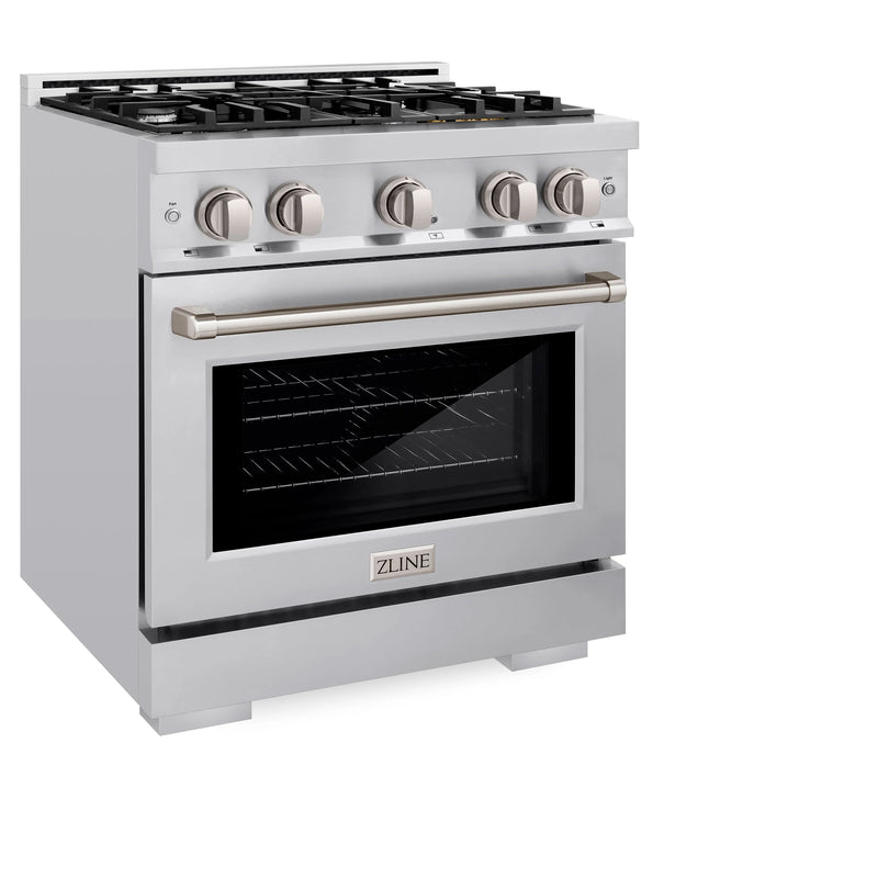 ZLINE 30-Inch Select Series Gas Range with 4 Burner Cooktop and 4.2 Cu. Ft. Gas Convection Gas Oven in DuraSnow Stainless Steel (HGRS-30)