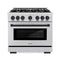 ZLINE Autograph Edition 36-Inch Select Series Gas Range with 6 Gas Burner Cooktop and 5.2 Cu. Ft. Gas Convection Oven in Stainless Steel and Matte Black Accents (HGRZ-36-MB)