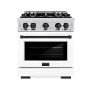 ZLINE Autograph Edition 30-Inch Select Series Gas Range with 4 Gas Burner Cooktop and 4.2 Cu. Ft. Gas Convection Oven in Stainless Steel with White Matte Door and Matte Black Accents (HGRZ-WM-30-MB)