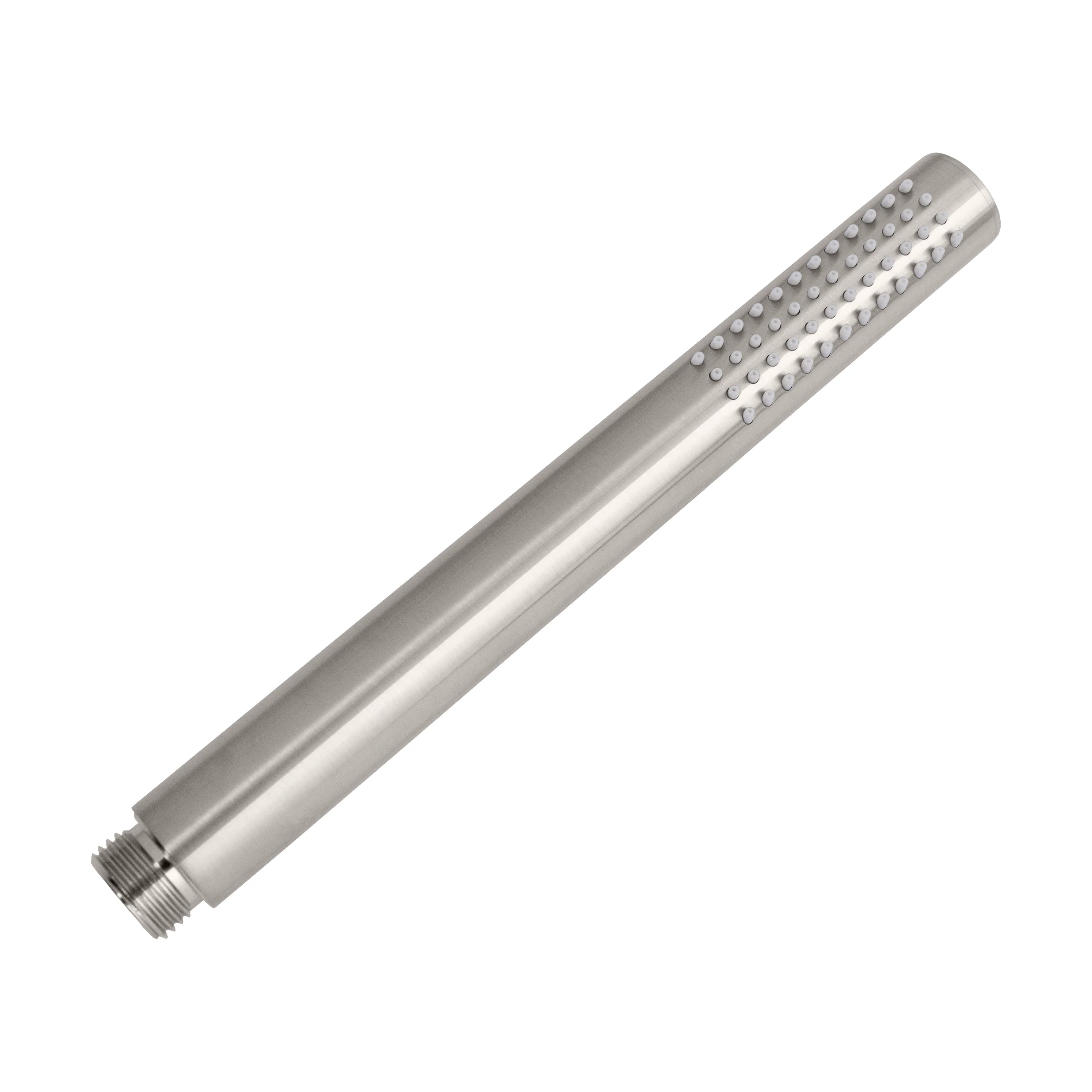 Brushed nickel shower bar with spray holes and threaded connection