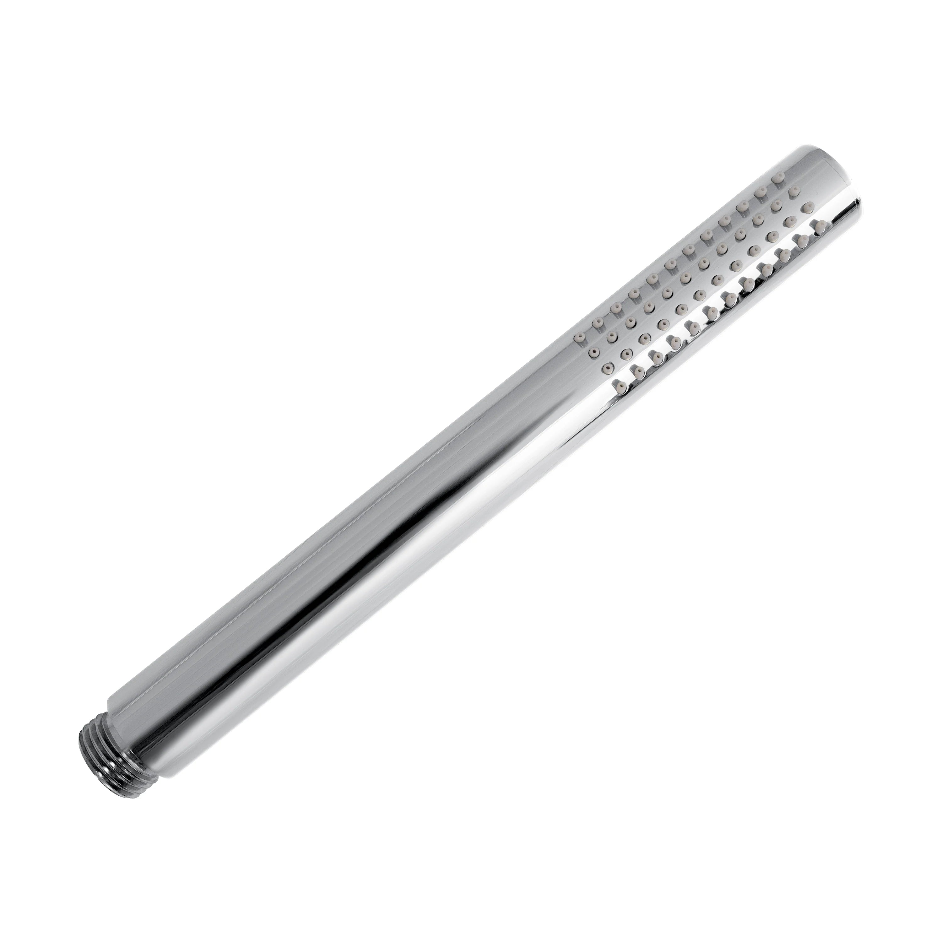 Chrome handheld shower head with spray nozzles and hose connection