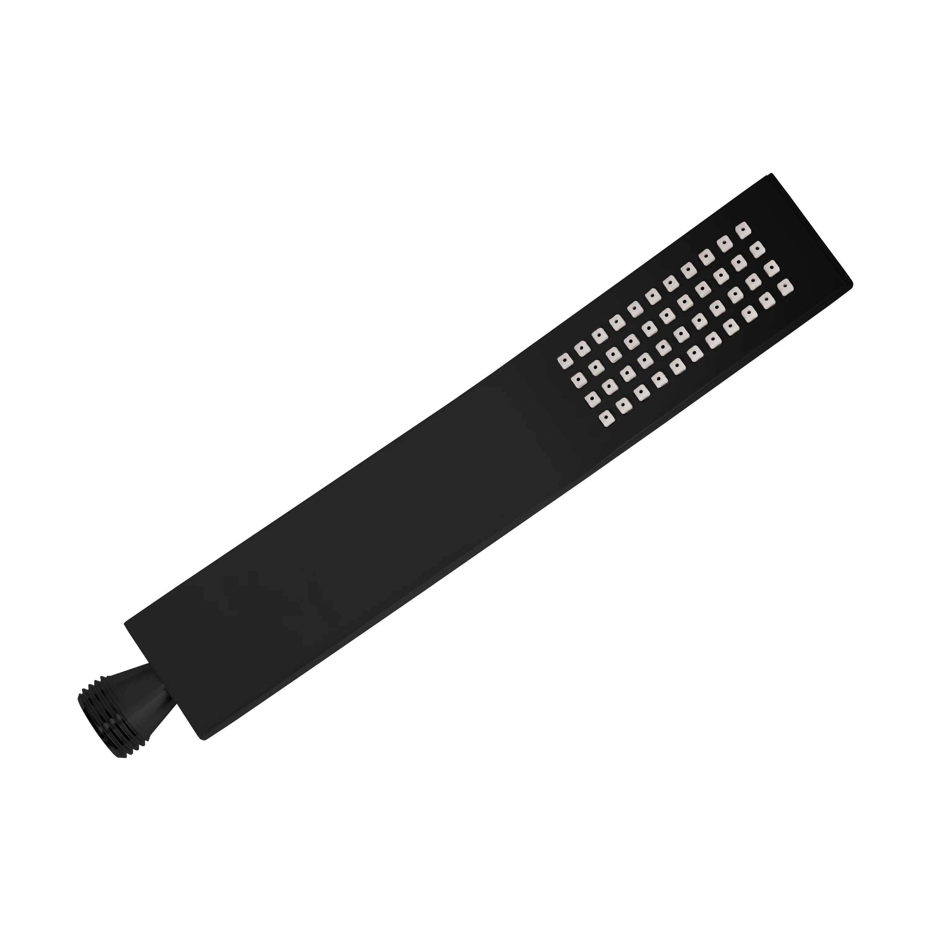 Matte black rectangular showerhead with multiple spray nozzles