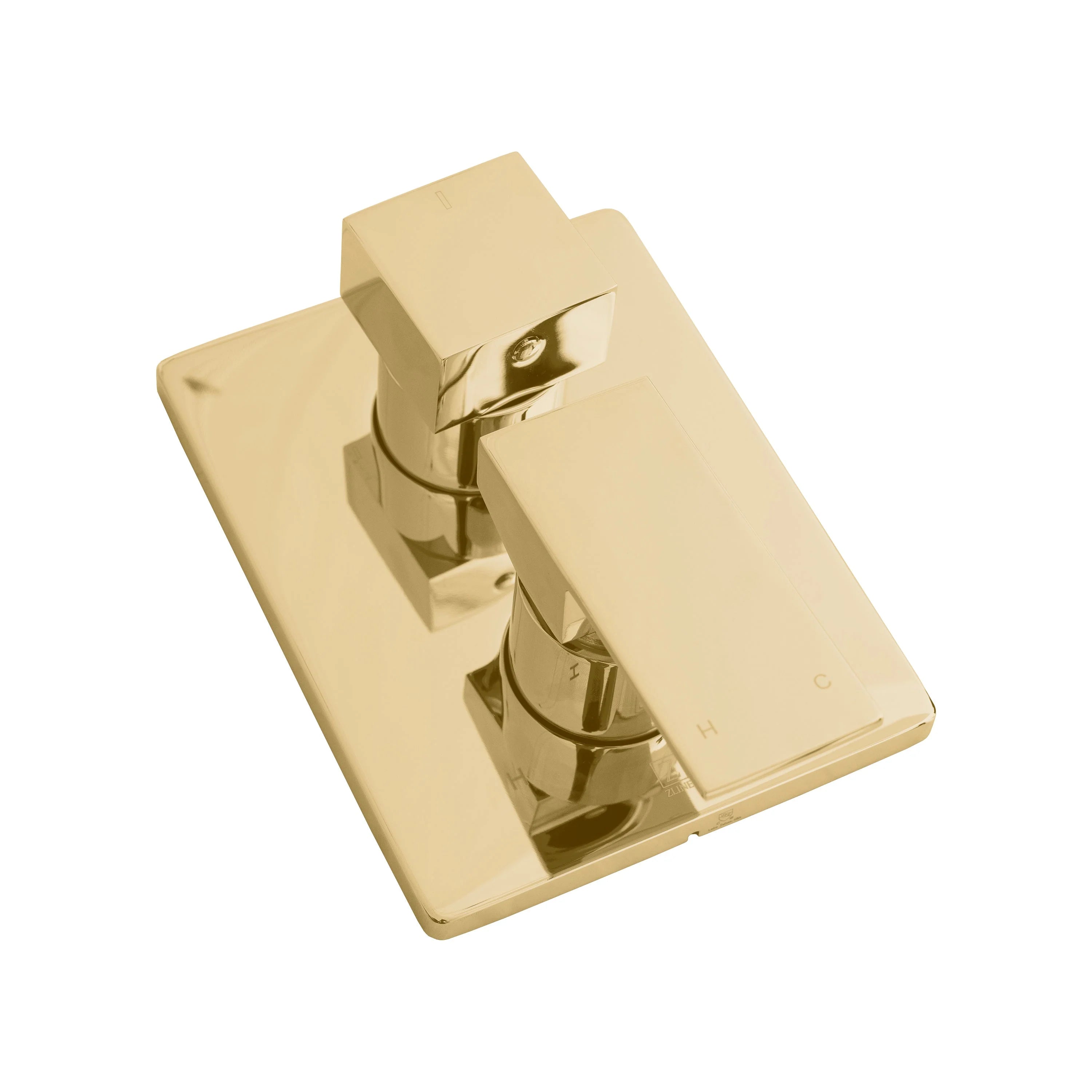 Champagne bronze shower mixer trim with control lever and square backplate