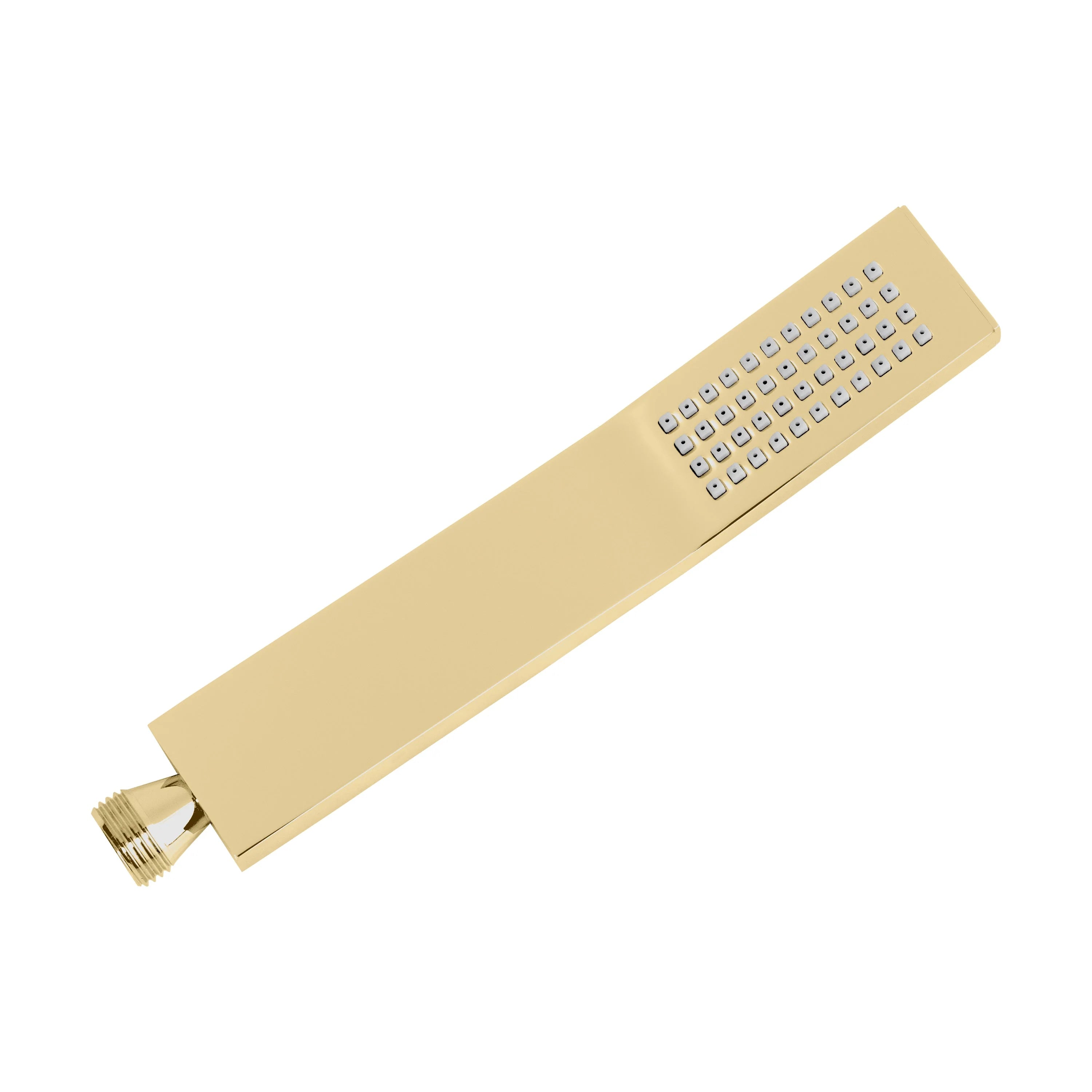 Champagne bronze handheld shower head with perforated face and square nozzle