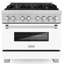 ZLINE 36-inch Legacy Series Dual Fuel Range in Fingerprint Resistant Satin Stainless Steel with White Matte Door (RAS-WM-36)