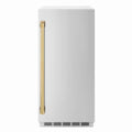 ZLINE Autograph Edition 15-Inch Touchstone Clear Cube Ice Maker with Drain Pump in Stainless Steel and Gold Handle (ICCDZ-ST-15-G)