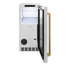 ZLINE Autograph 15-Inch Touchstone Gourmet Ice Maker with Solid Stainless Steel Door & Gold Helix Handle (IGMDZ-ST-15-KG)