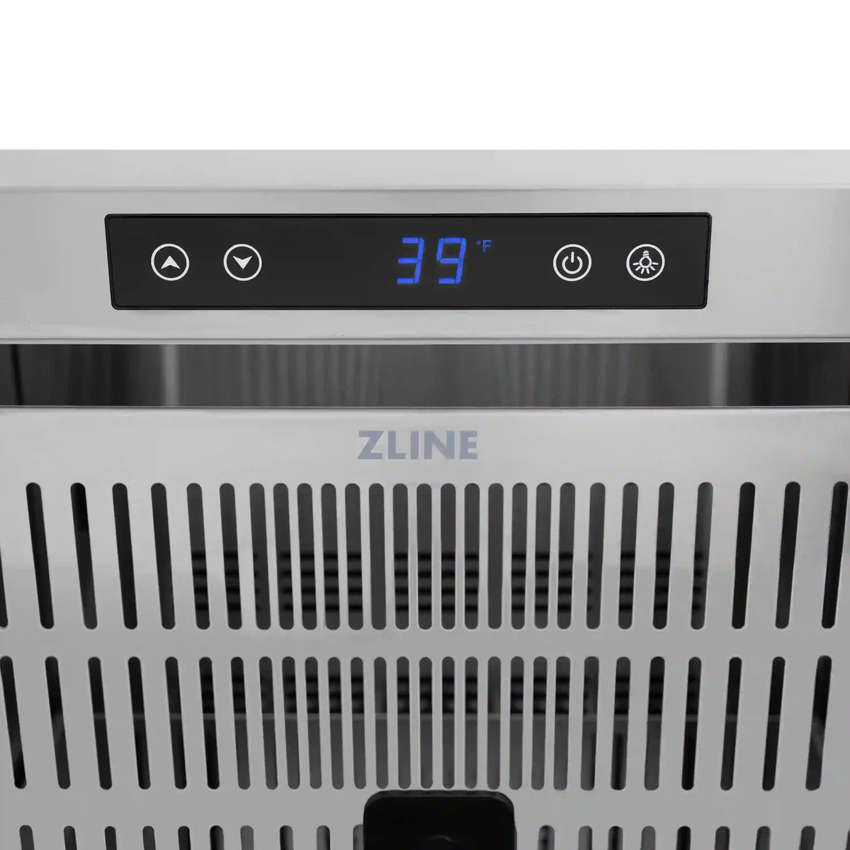 Stainless outdoor dual refrigerator drawer control panel with digital temperature display