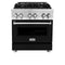 ZLINE 30-inch Legacy Series Dual Fuel Range with Black Matte Door (RA-BLM-30)