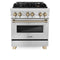 ZLINE Legacy Series Autograph Edition 30-inch Dual Fuel Range with Gas Stove and 4.0 Cu. Ft. Electric Oven in Stainless Steel with Champagne Bronze Accents (RAZ-30-CB)