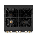 ZLINE 5-Piece Appliance Package - 30-Inch Legacy Dual Fuel Range, Wall Mount Range Hood, 36-Inch French Door Refrigerator, Dishwasher, and 30-Inch Microwave Drawer in Black Stainless Steel with Gold Accents