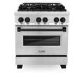ZLINE Legacy Series Autograph Edition 30-inch Dual Fuel Range with Gas Stove and 4.0 Cu. Ft. Electric Oven in Stainless Steel with Matte Black Accents (RASZ-SN-30-MB)