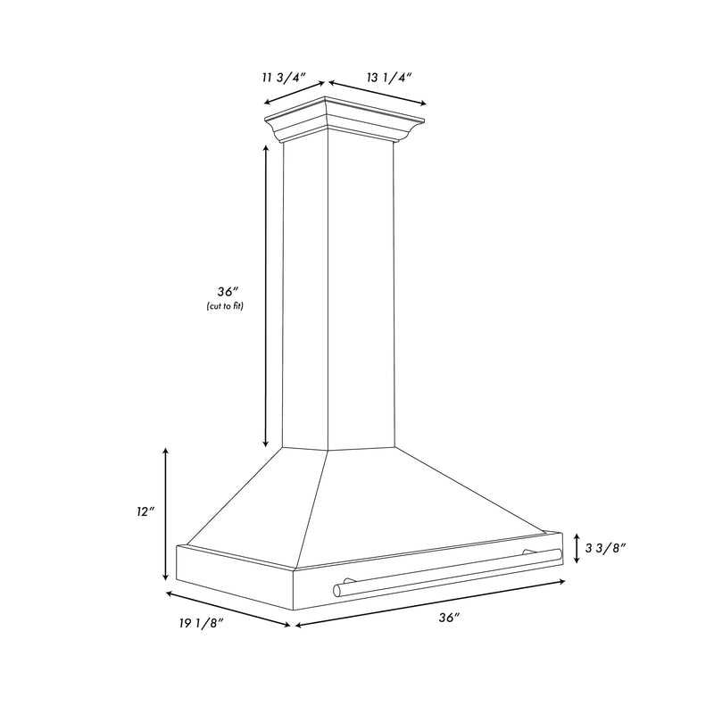 ZLINE 36-Inch Convertible Wall Mount Range Hood in Black Stainless Steel (BSKB4X-36)