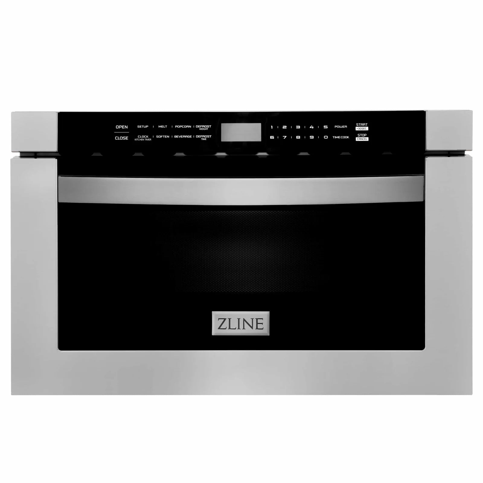 Stainless steel microwave drawer exterior with control panel