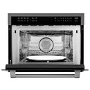 ZLINE 4-Piece Appliance Package - 36-Inch Dual Fuel Range with Brass Burners, Refrigerator, Microwave Oven, and 3-Rack Dishwasher in Black Stainless Steel