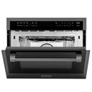ZLINE 5-Piece Appliance Package - 30-Inch Dual Fuel Range, Refrigerator with Water Dispenser, Convertible Wall Mount Hood, Microwave Oven, and 3-Rack Dishwasher in Black Stainless Steel