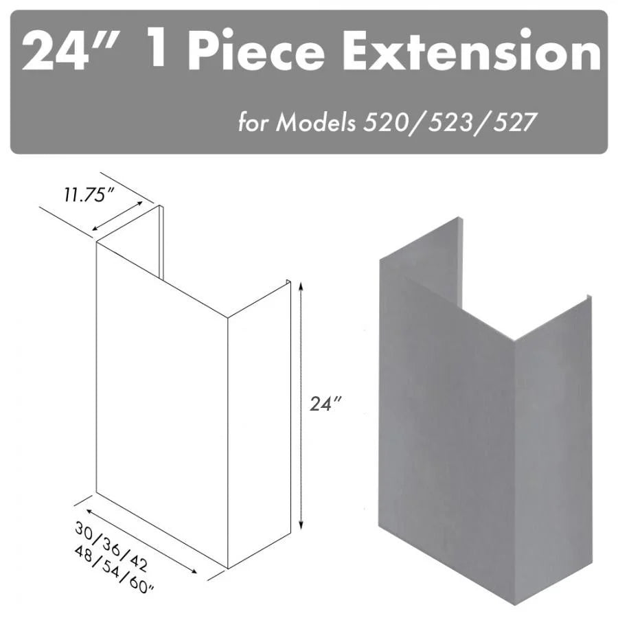 24-inch stainless steel chimney extension panel for under-cabinet range hood