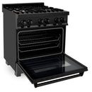 ZLINE 5-Piece Appliance Package - 30-Inch Legacy Dual Fuel Range, Wall Mount Range Hood, 36-Inch French Door Refrigerator, Dishwasher, and 30-Inch Microwave Drawer in Black Stainless Steel