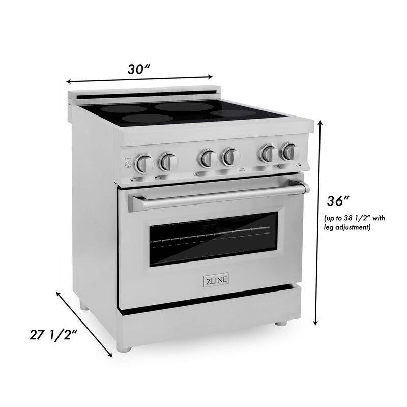 ZLINE 2-Piece Appliance Package - 30-Inch Induction Range and Wall Mount Range Hood in Stainless Steel