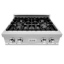 ZLINE 2-Piece Appliance Package - 30-Inch Rangetop and Convertible Range Hood in Satin Stainless Steel (2KP-RTSRH30)