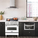 ZLINE 2-Piece Appliance Package - 30-inch Dual Fuel Range with White Matte Door and Convertible Vent Range Hood in Stainless Steel (2KP-RAWMRH30)