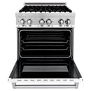 ZLINE 2-Piece Appliance Package - 30-inch Dual Fuel Range with White Matte Door and Convertible Vent Range Hood in Stainless Steel (2KP-RAWMRH30)