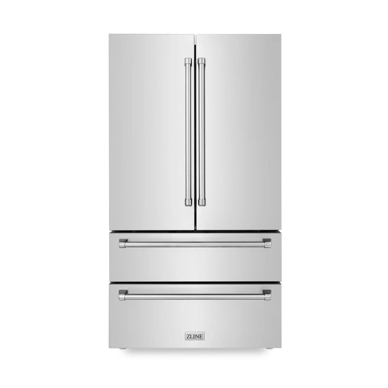 ZLINE Appliance Package - 36-Inch Gas Range, Refrigerator, Range Hood, Microwave Drawer, Tall Tub Dishwasher and Beverage Fridge in Stainless Steel (6KPR-SGRRH36-MWDWV-RBV)