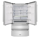 ZLINE 4-Piece Appliance Package - 48-Inch Gas Range, Hood, Refrigerator, and Dishwasher in Stainless Steel