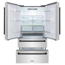 ZLINE 5-Piece Appliance Package - 36-Inch Dual Fuel Range, Hood, Refrigerator, Dishwasher, and Microwave Drawer in Stainless Steel with Matte Black Accents