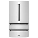 ZLINE 4-Piece Appliance Package - 30-Inch Legacy Autograph Dual Fuel Range, Wall Mount Range Hood, 36-Inch French Door Refrigerator, Dishwasher, in Stainless Steel with Matte Black Accents