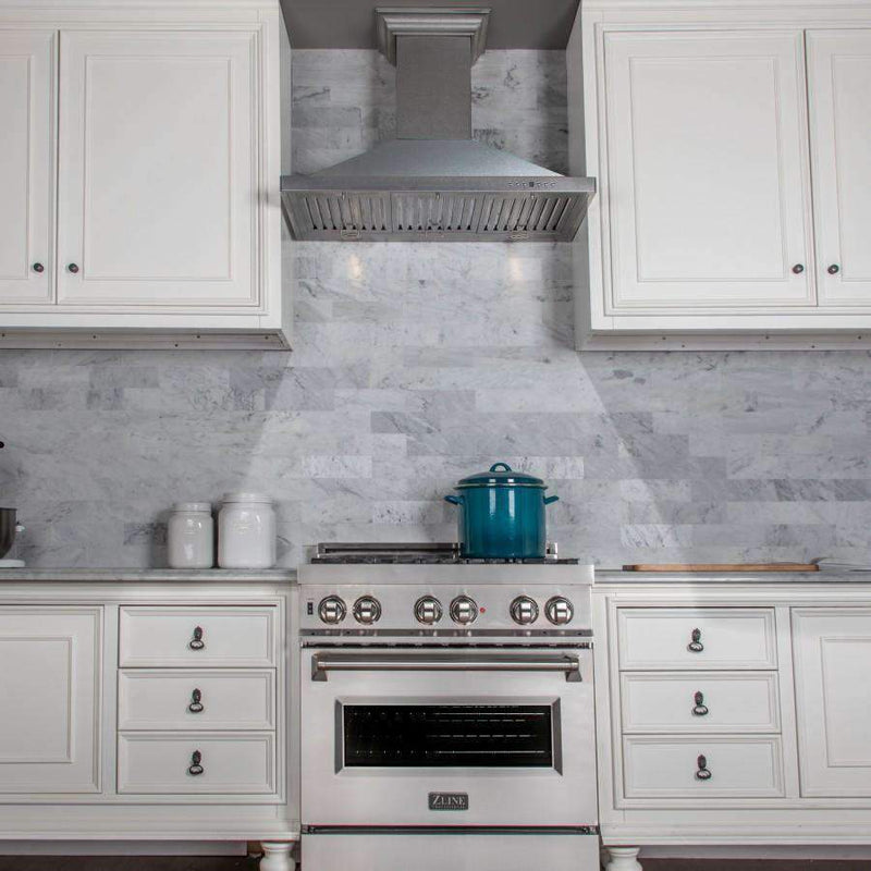 ZLINE 3-Piece Appliance Package - 36-Inch Rangetop, Wall Mount Range Hood, Double Wall Oven in DuraSnow (3KP-RTSRH36-AWD)