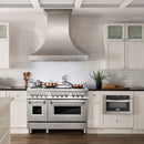 ZLINE Appliance Package - 48-Inch Dual Fuel Range, Refrigerator, Range Hood, Microwave Drawer, Tall Tub Dishwasher and Wine Cooler in Stainless Steel (6KPR-RARH48-MWDWV-RWV)