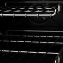 Stainless steel oven interior rack rails with heating element bars