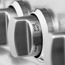 Stainless steel dual fuel range control knob with Broil and Bake settings