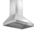 Stainless steel wall mount range hood showing underside vent grates