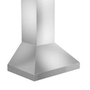 Stainless steel wall mount range hood with chimney and angled canopy