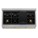 ZLINE 48-Inch Autograph Edition Kitchen Package - Dual Fuel Range, Wall Mount Range Hood and Dishwasher in Satin Stainless Steel with Gold Accents (3AKPR-RASRHDWM48-G)