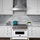 ZLINE 3-Piece Appliance Package - 36-inch Gas Range, Tall Tub Dishwasher & Premium Wall Mount Hood in Satin Stainless Steel (3KP-SGRSRH36-DWV)