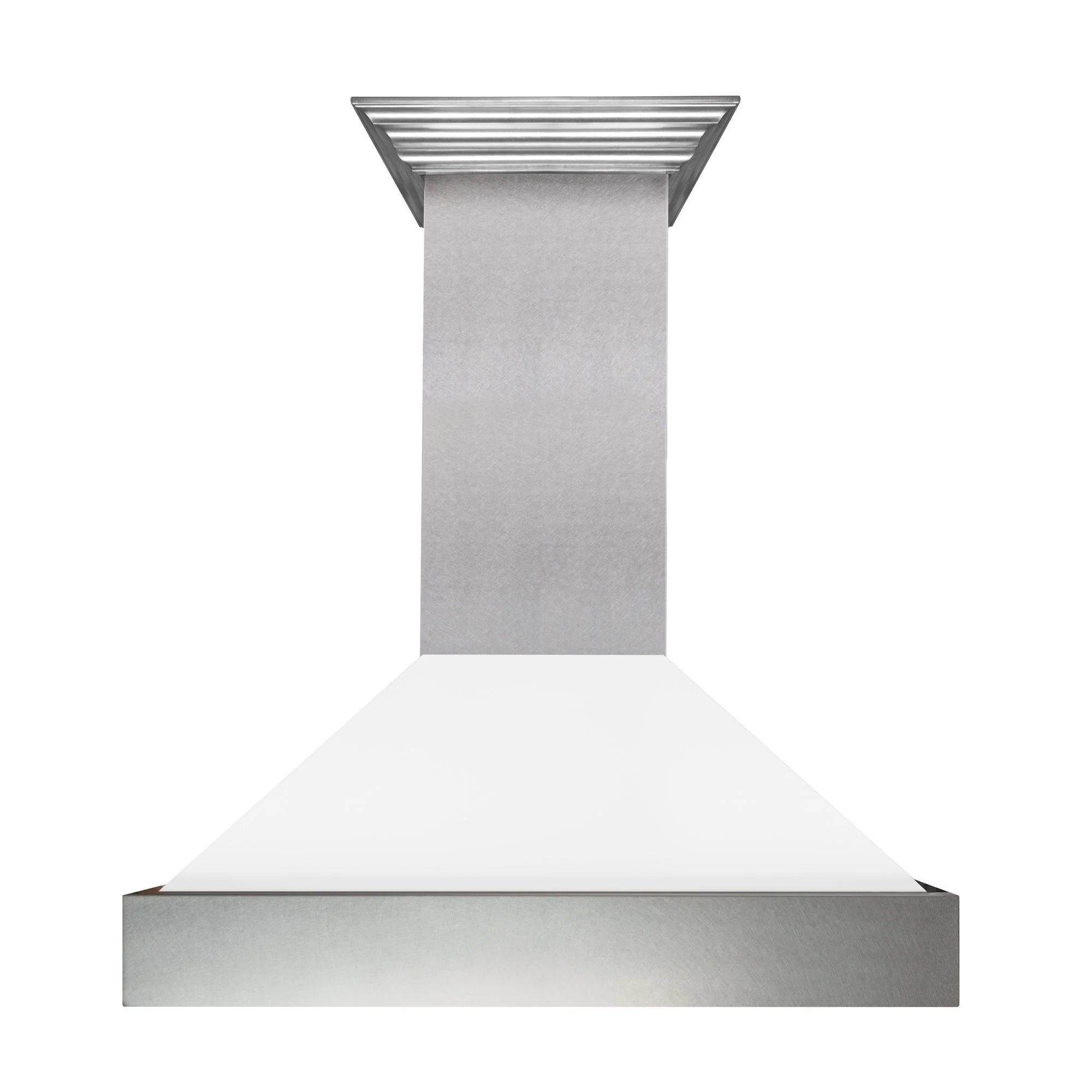 Stainless steel chimney range hood with vented top canopy and flared base