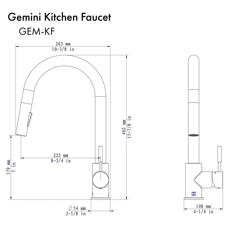 ZLINE Gemini Kitchen Faucet in Champagne Bronze (GEM-KF-CB)