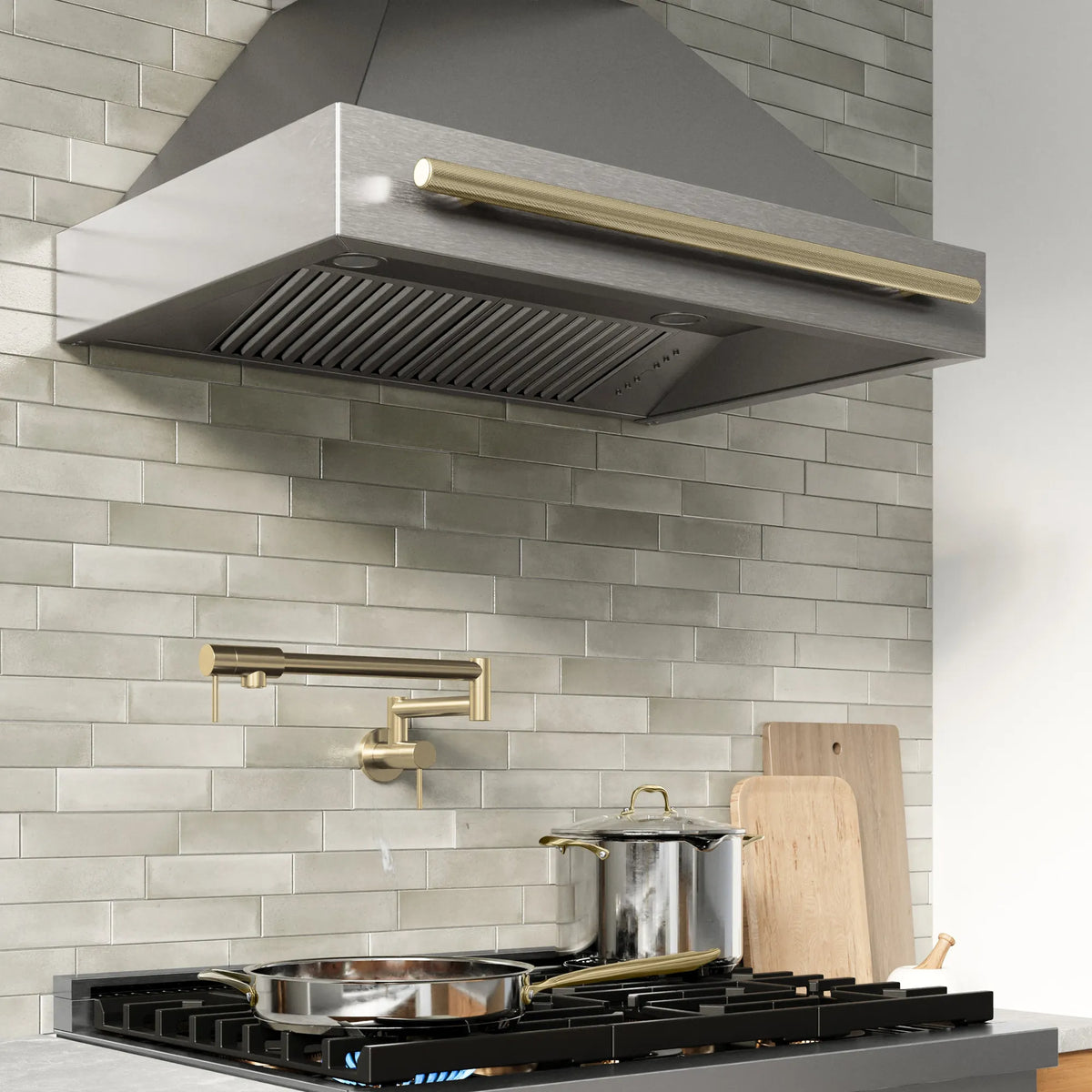 ZLINE Autograph Edition 36-Inch Wall Mount Range Hood Helix Handle in Champagne Bronze