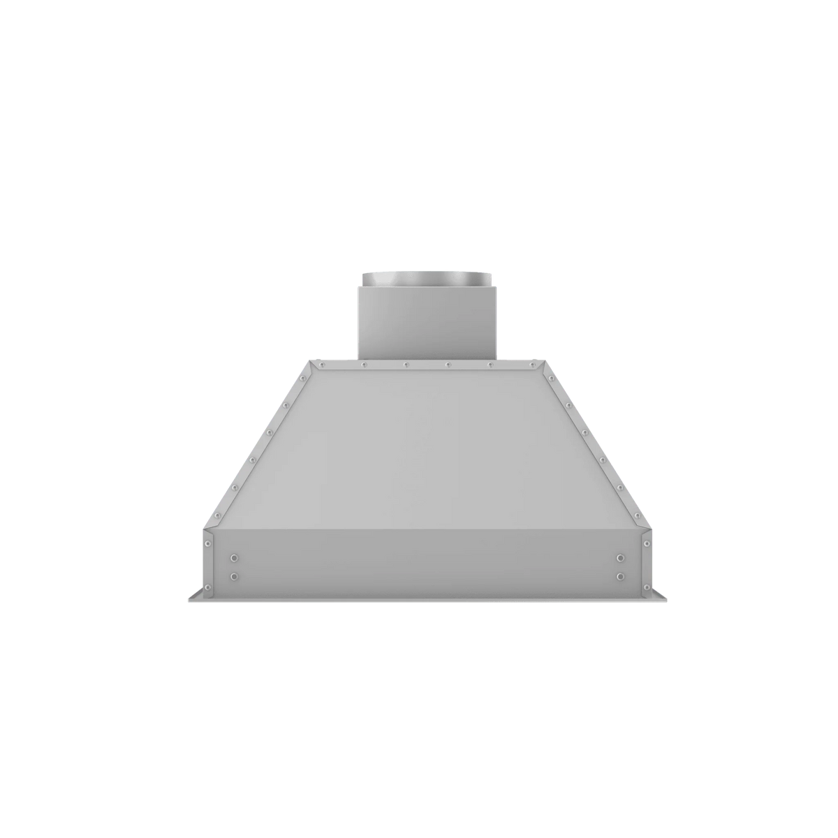 Stainless steel 28-inch range hood insert, front view with vent openings