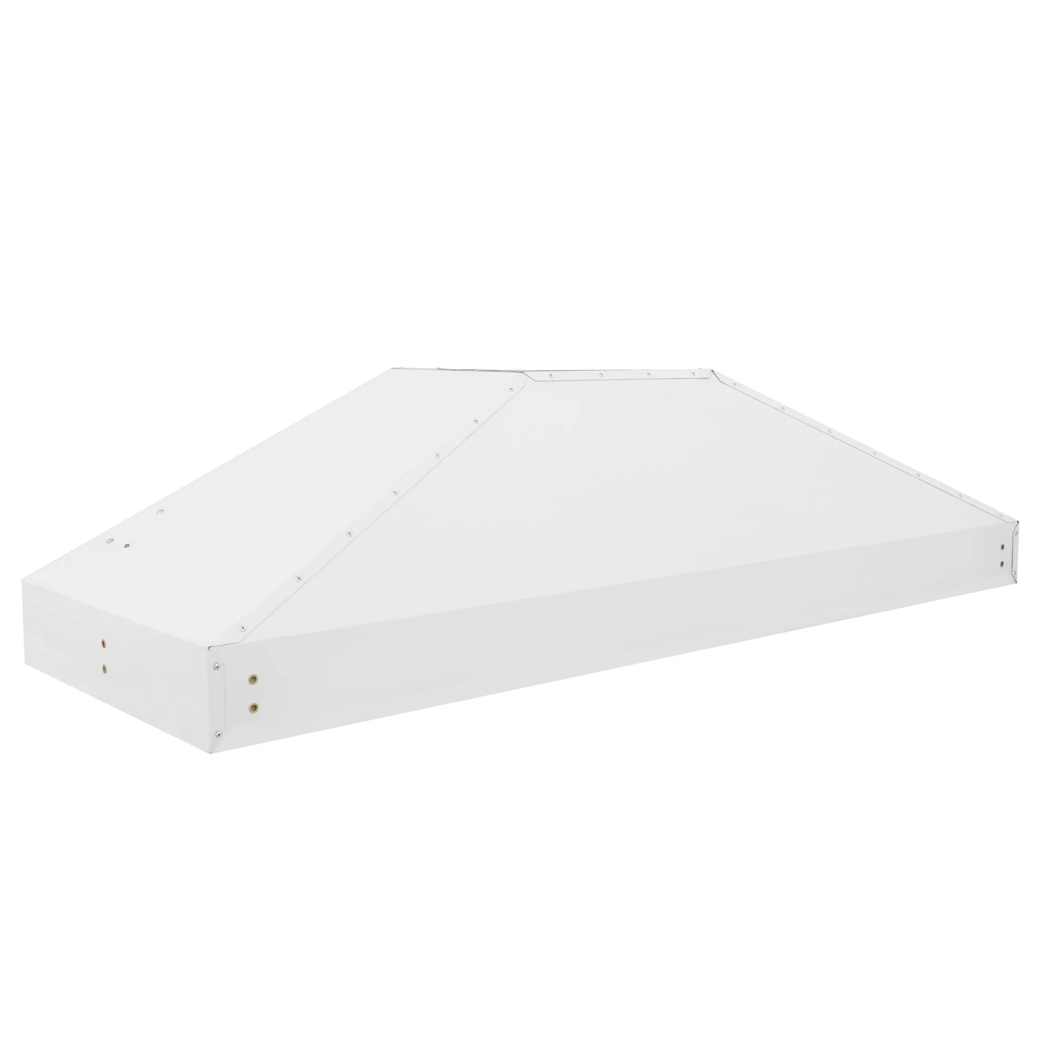 Stainless steel hood insert housing with angled side panels and perforation points