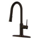 Kingston Brass Gourmetier New York Single-Handle Pull-Down Kitchen Faucet, Oil Rubbed Bronze (LS2725NYL)