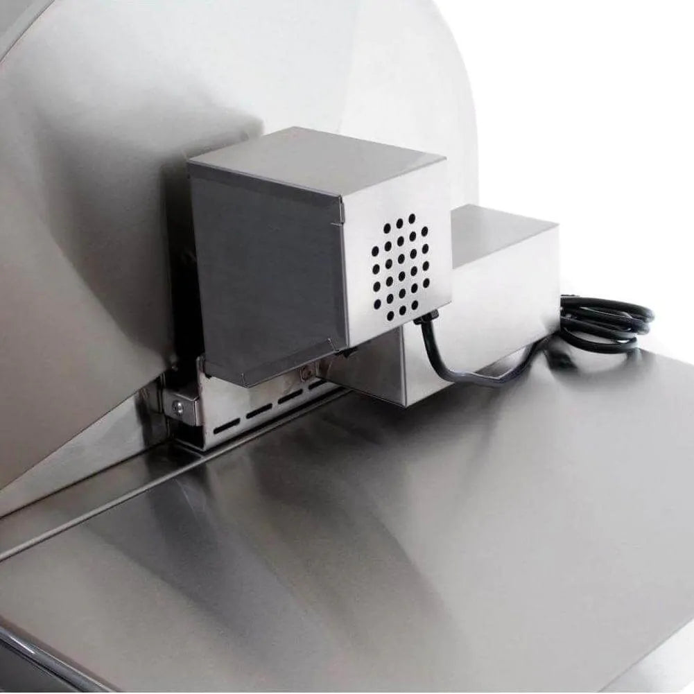 Stainless grill infrared burner housing with perforated panel and heat shield