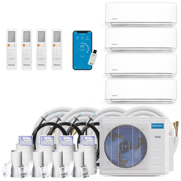MRCOOL DIY 4th Gen Mini Split - 4-Zone 48,000 BTU Ductless Air Conditioner and Heat Pump with 12K + 12K + 12K + 12K Air Handlers, 50 ft. Line Sets, and Install Kit