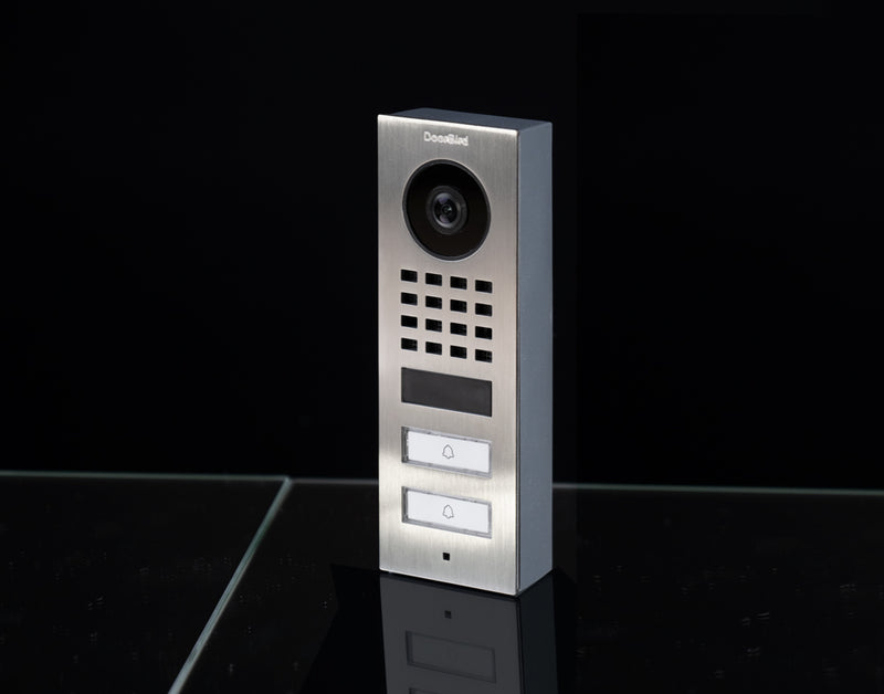 DoorBird D1102V Surface-Mount IP Video Door Station, 2 Call Button in Stainless Steel V2A