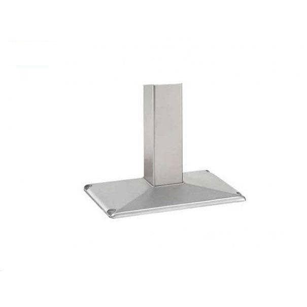 Metal post-mount patio base plate with mounting hardware, rectangular stand