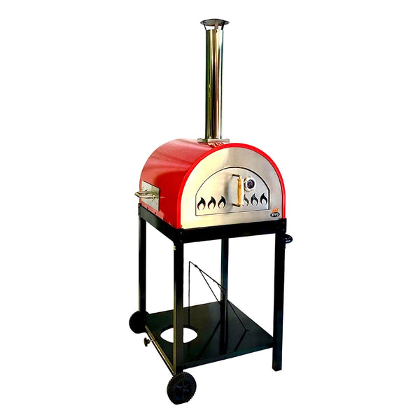 WPPO Traditional 25-Inch Wood/Gas Fired Pizza Oven with Stand in Red (WKE-04G-RED)